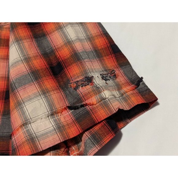 HARLEY-DAVIDSON MEN'S WASHED ORANGE PLAID SHIRT SHORT SLEEVE - NWT - LARGE - Picture 7 of 10